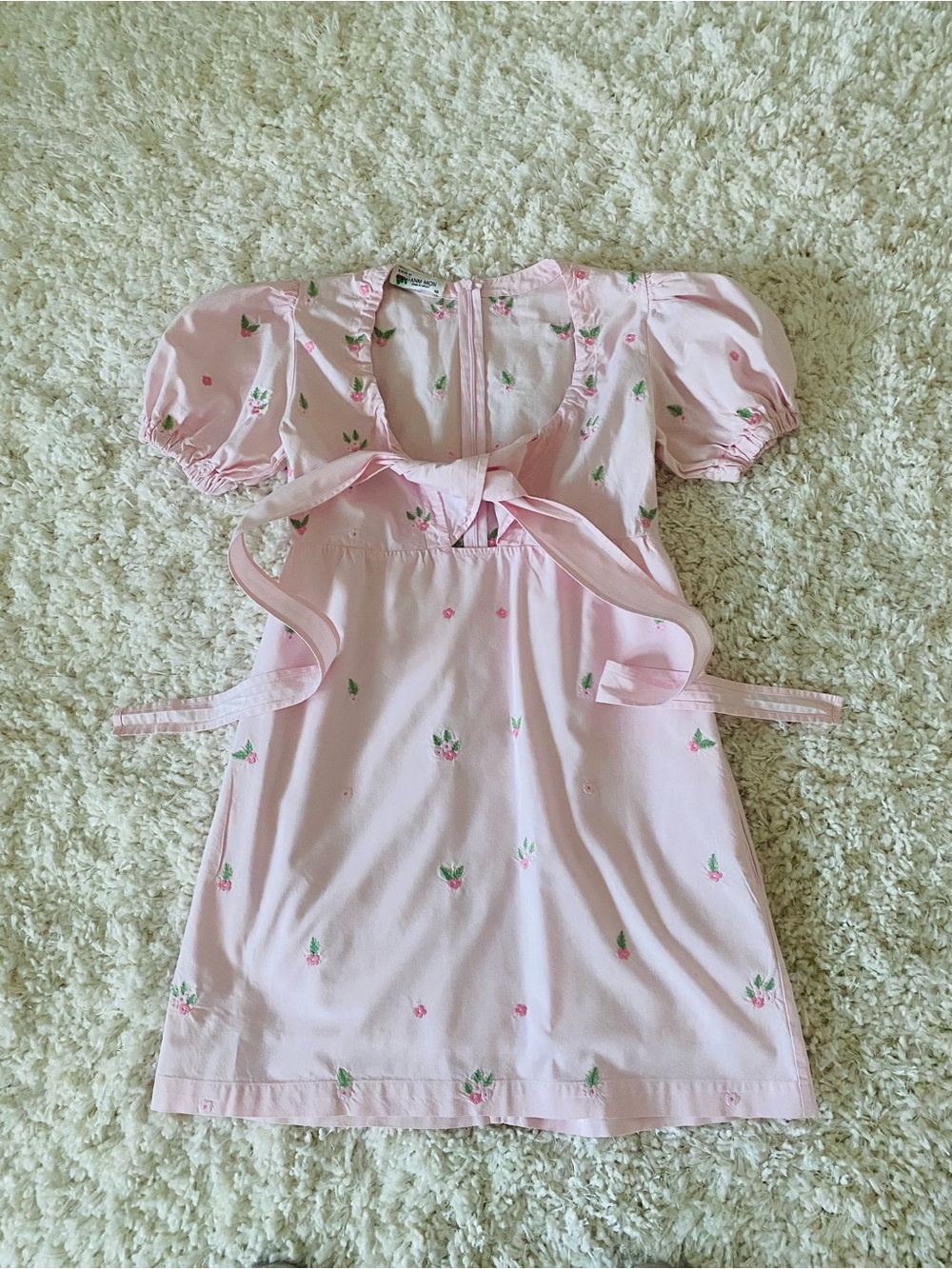 Fanm Mon Greta Pink Bow-Front Embroidered Mini Dress - Picture 7 of 10